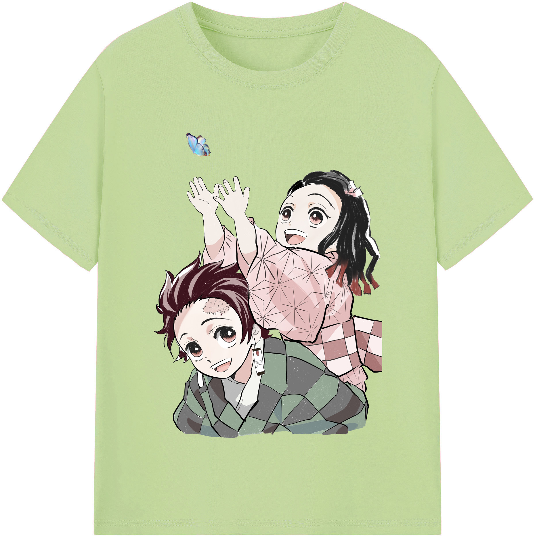 （画像用） 鬼滅の刃（きめつのやいば）竈門 禰󠄀豆子／かまど ねずこ Kamado Nezuko 綿100％半袖Tシャツ（フロントプリント）